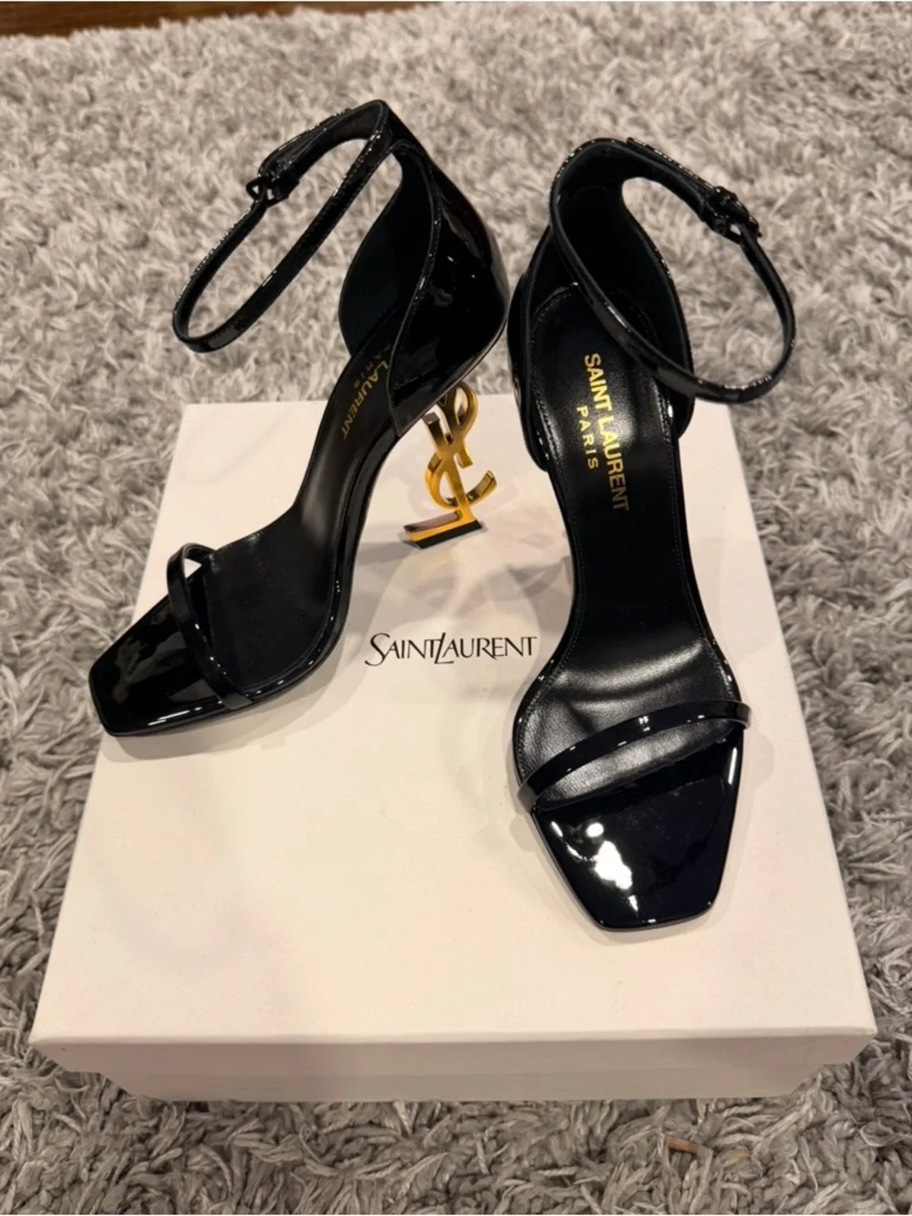 Saint Laurent Opyum Sandals in Black Patent Leather size 36 US 6 - Picture 2 of 8